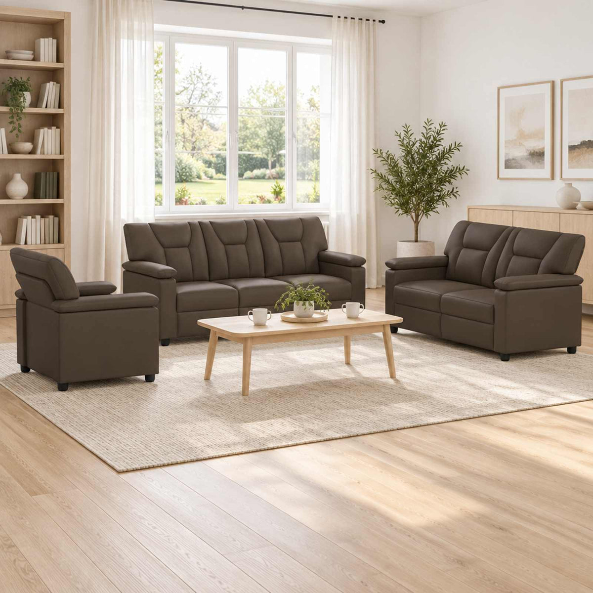 Bankstel 3 pcs Grijs Kunstleer is nu te koop bij PeponiXL, paradijselijk wonen!