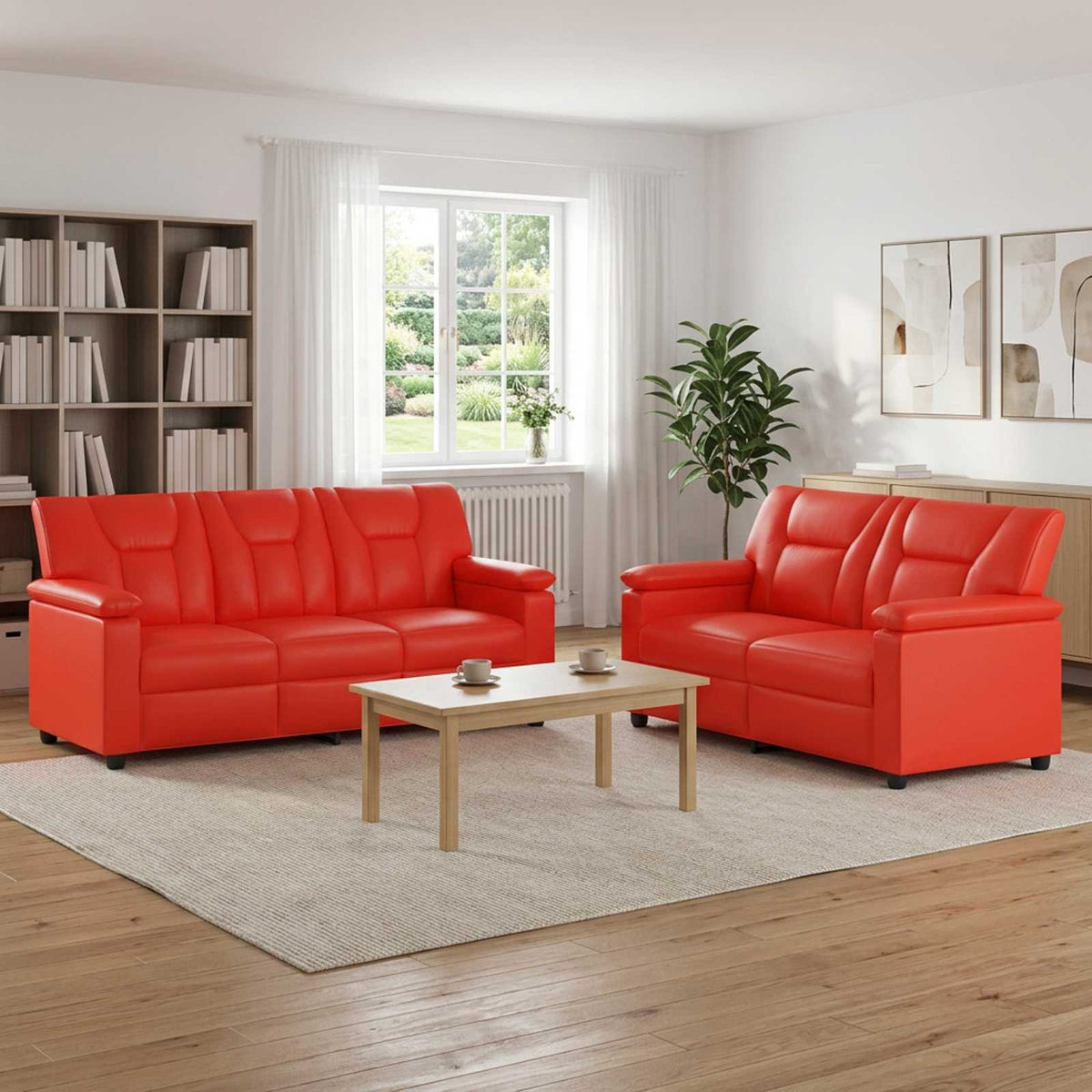 Bankstel 2 pcs Rood Kunstleer is nu te koop bij PeponiXL, paradijselijk wonen!