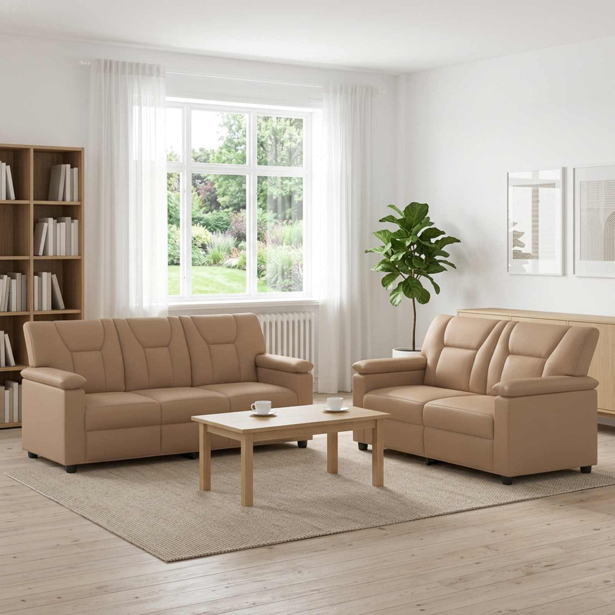 Bankstel 2 pcs Cappuccino Kunstleer is nu te koop bij PeponiXL, paradijselijk wonen!