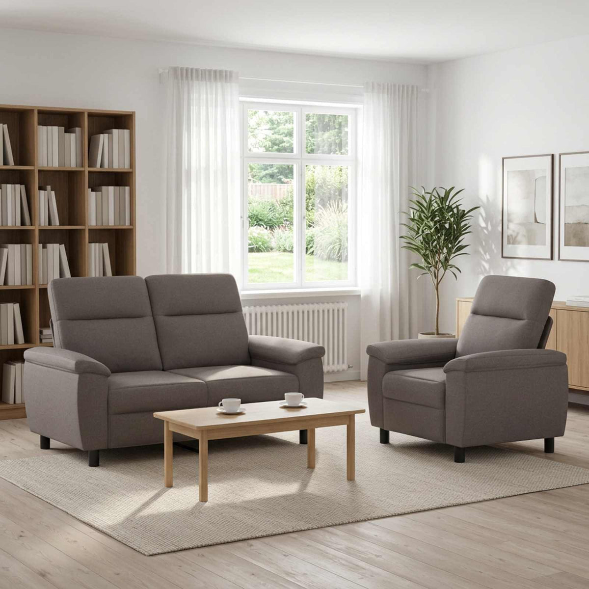 Bankstel 2 pcs Taupe Stof is nu te koop bij PeponiXL, paradijselijk wonen!