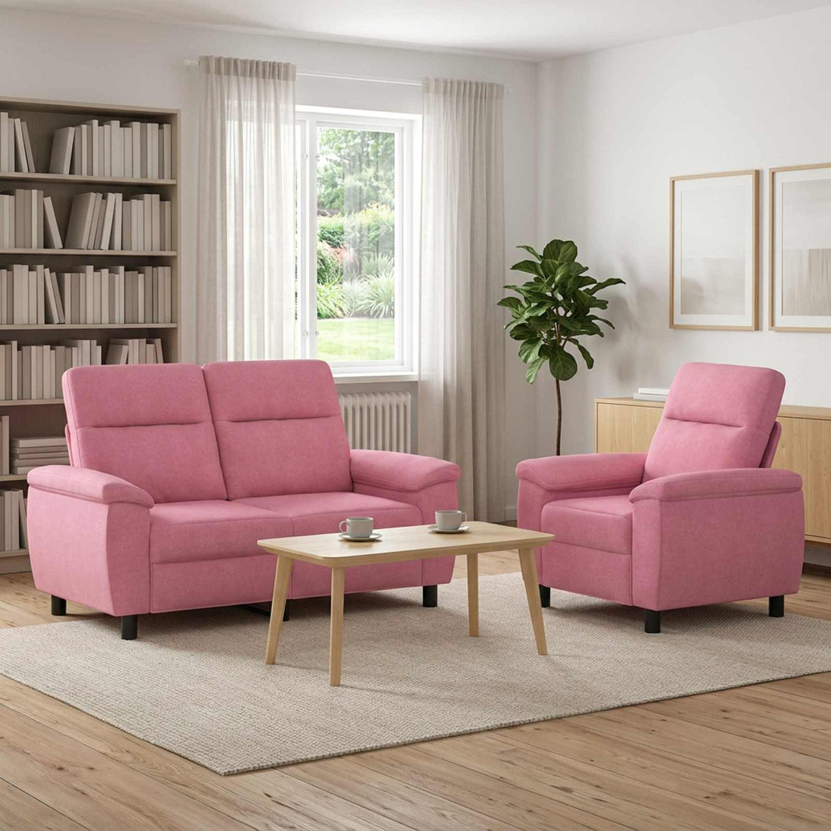vidaXL Bankstel 2 pcs Roze Stof