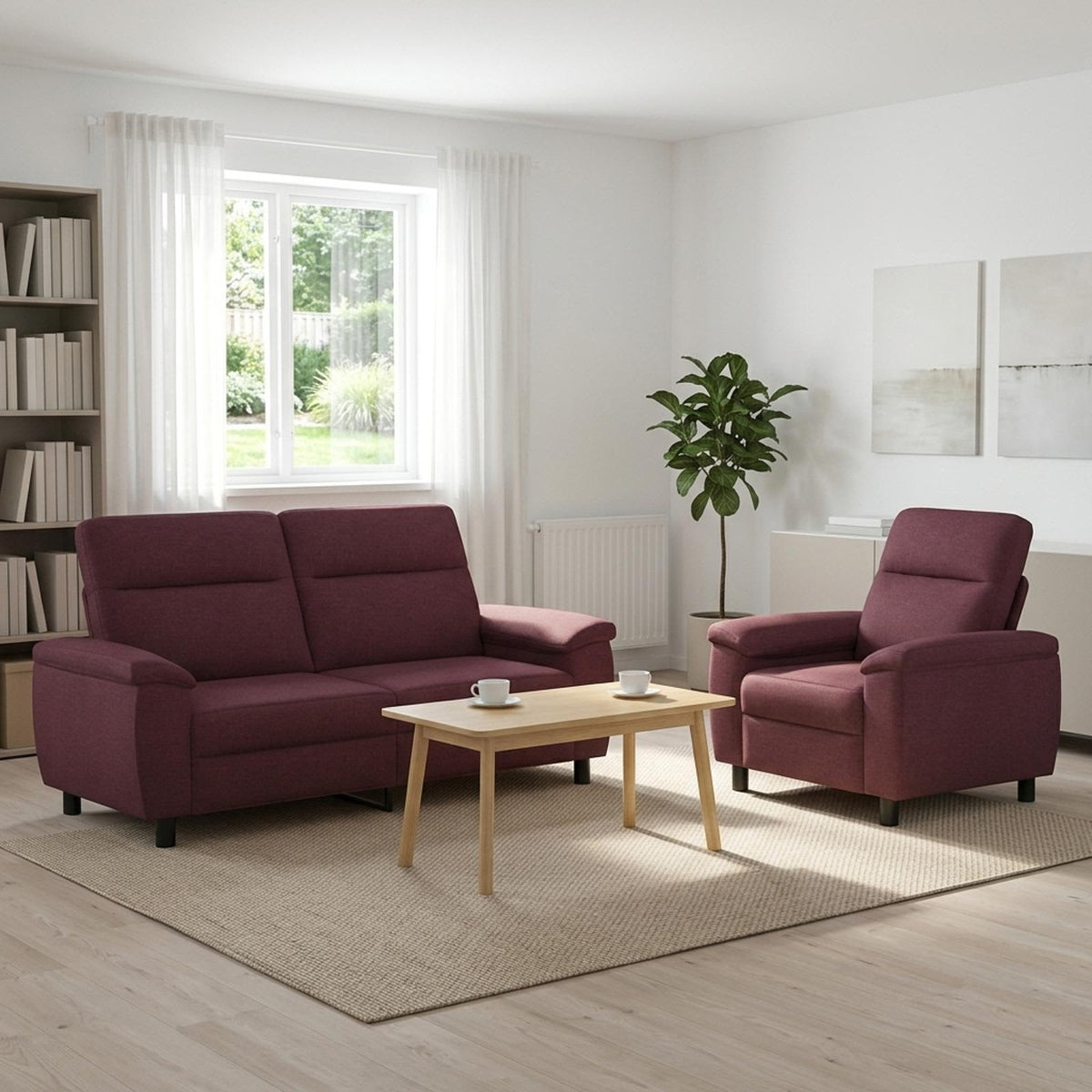 vidaXL Bankstel 2 pcs Paars Stof