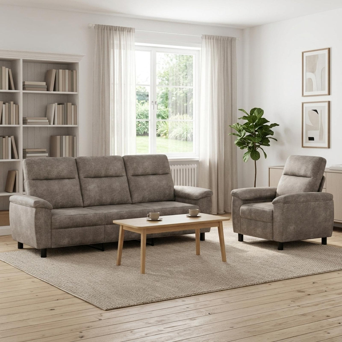 vidaXL Bankstel 2 pcs Lichtgrijs Nep Suede Leer
