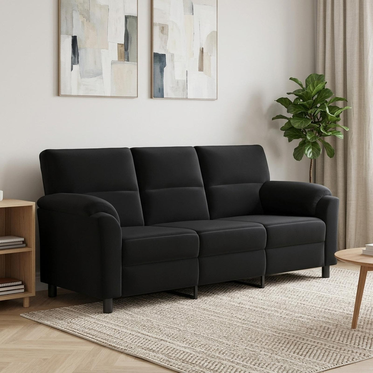 Bank Zwart 214 x 85 x 93 cm fluweel is nu te koop bij PeponiXL, paradijselijk wonen!