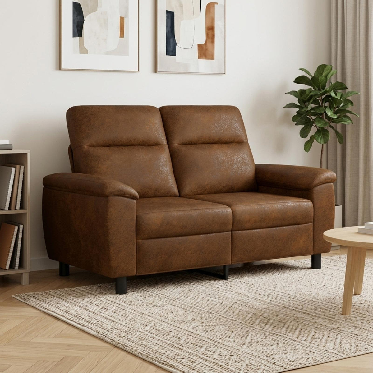 Bank Bruin 158 x 90 x 95 cm Nep Suede Leer is nu te koop bij PeponiXL, paradijselijk wonen!