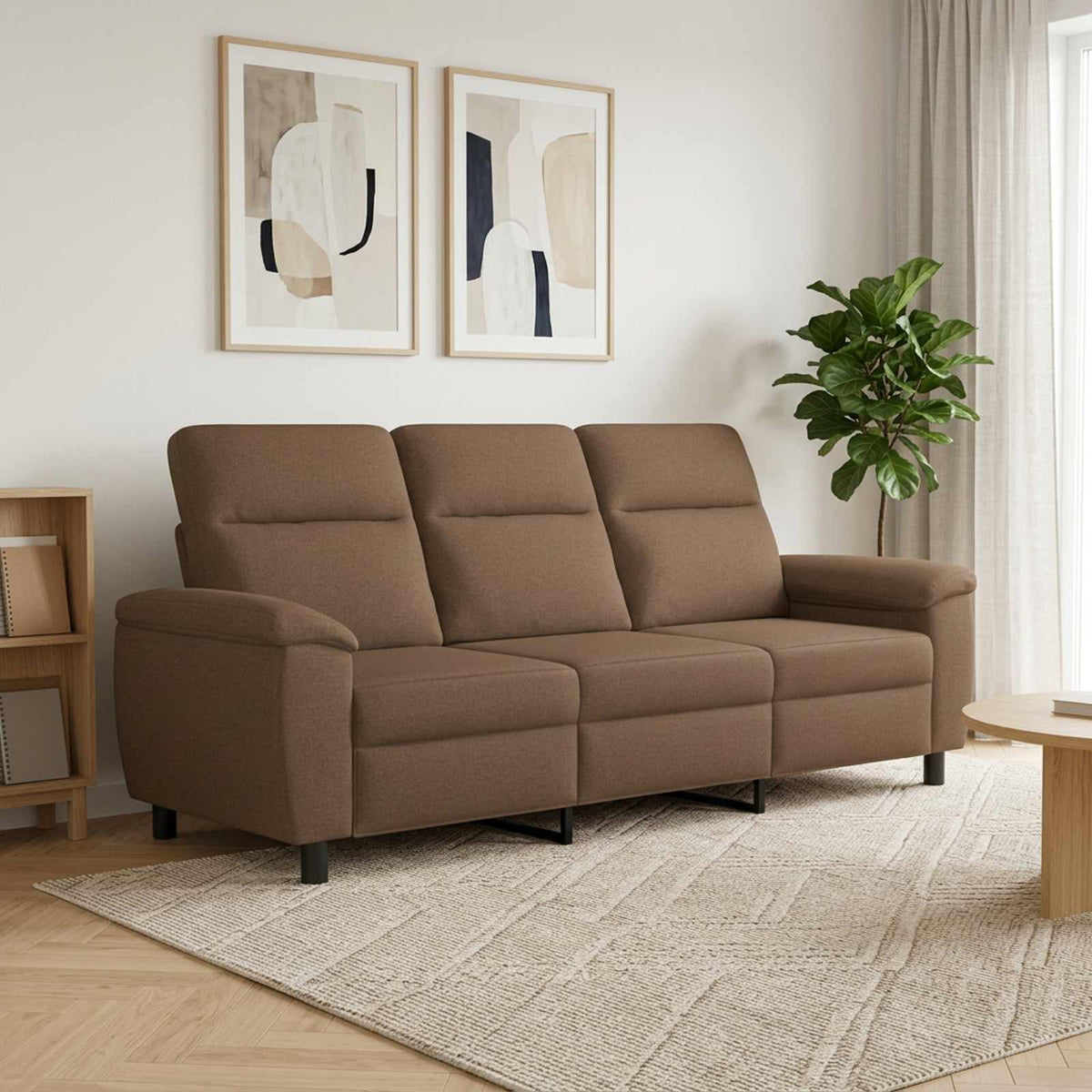 vidaXL Bank Bruin 214 x 90 x 95 cm Stof