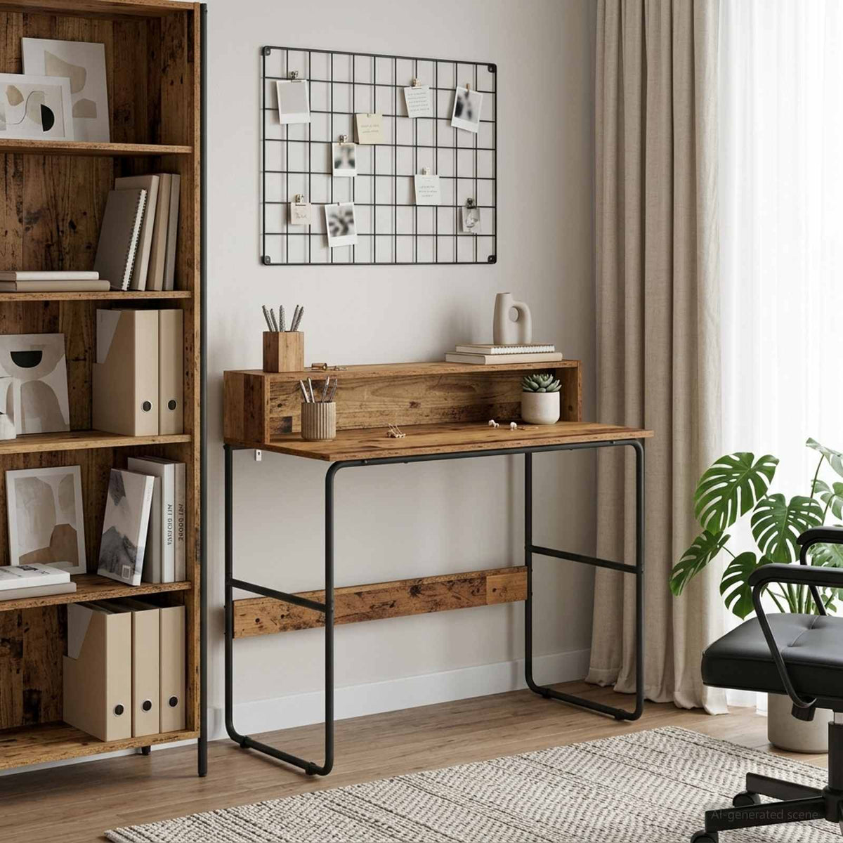 vidaXL Bureau met opbergruimte Oud hout 100 x 50 x 91 cm
