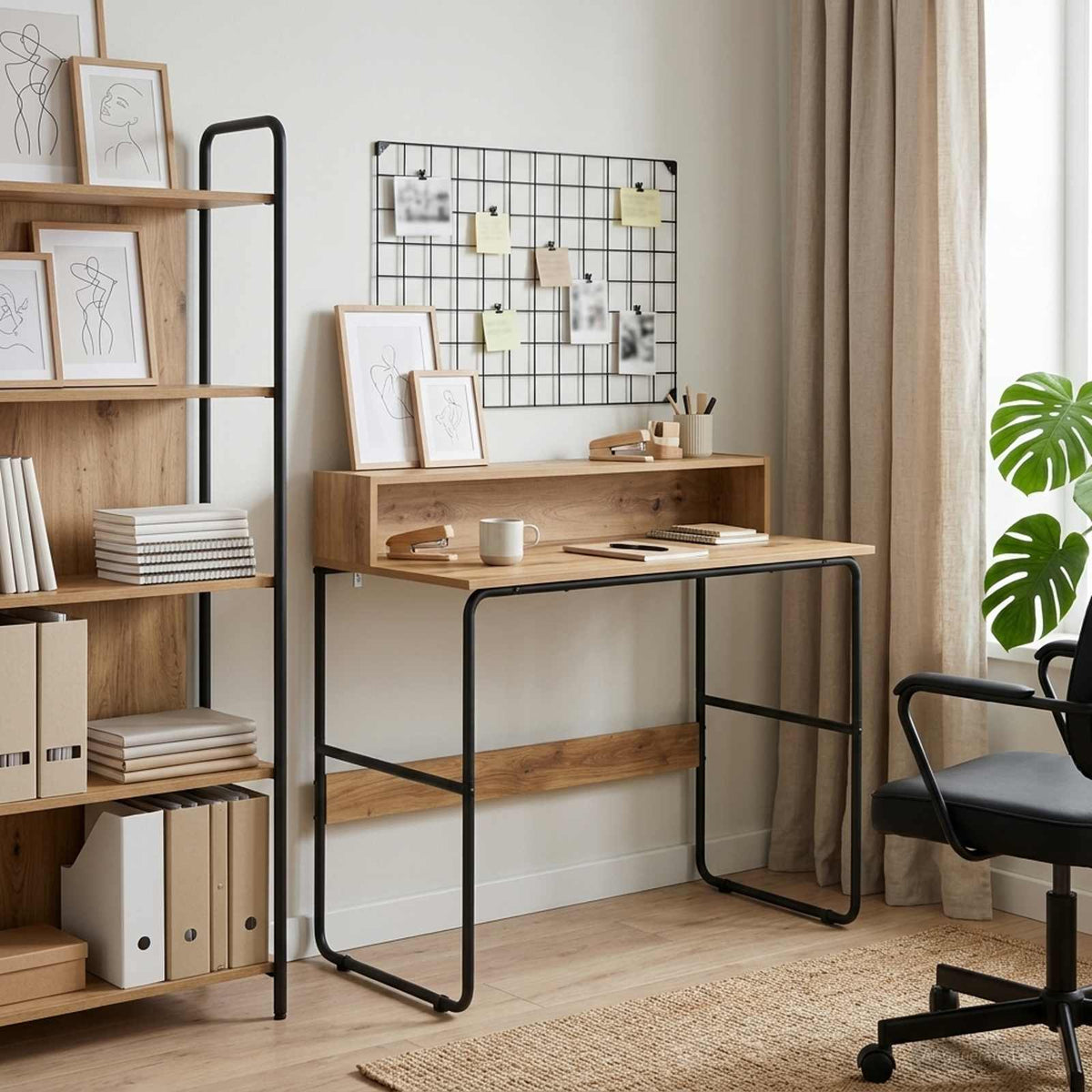 Bureau met opbergruimte Artisanaal eiken 100 x 50 x 91 cm is nu te koop bij PeponiXL, paradijselijk wonen!