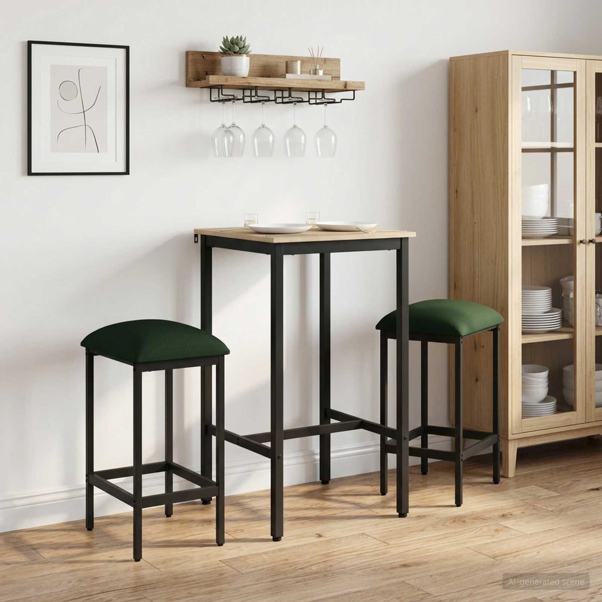 Barkruk 2 st Donkergroen 40 x 32 x 74 cm Bewerkt hout is nu te koop bij PeponiXL, paradijselijk wonen!