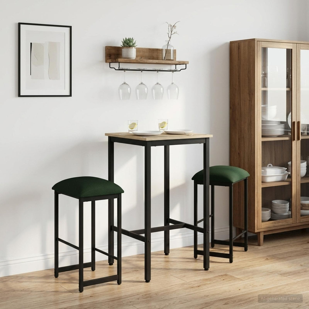 Barkruk 2 st Donkergroen 40 x 32 x 74 cm Bewerkt hout is nu te koop bij PeponiXL, paradijselijk wonen!