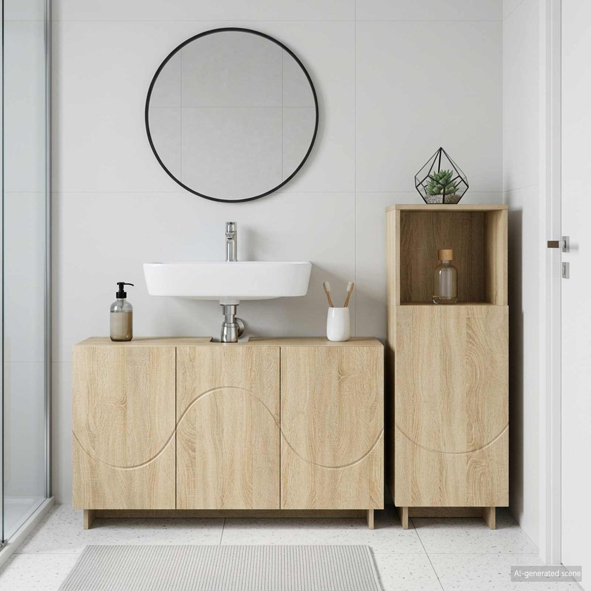Badkamerkastenset 2 st Sonoma Eiken Bewerkt hout is nu te koop bij PeponiXL, paradijselijk wonen!