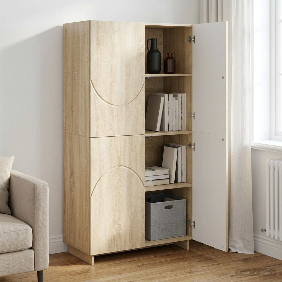 Hoge kast Sonoma Eiken 79x41x151 cm Bewerkt hout is nu te koop bij PeponiXL, paradijselijk wonen!