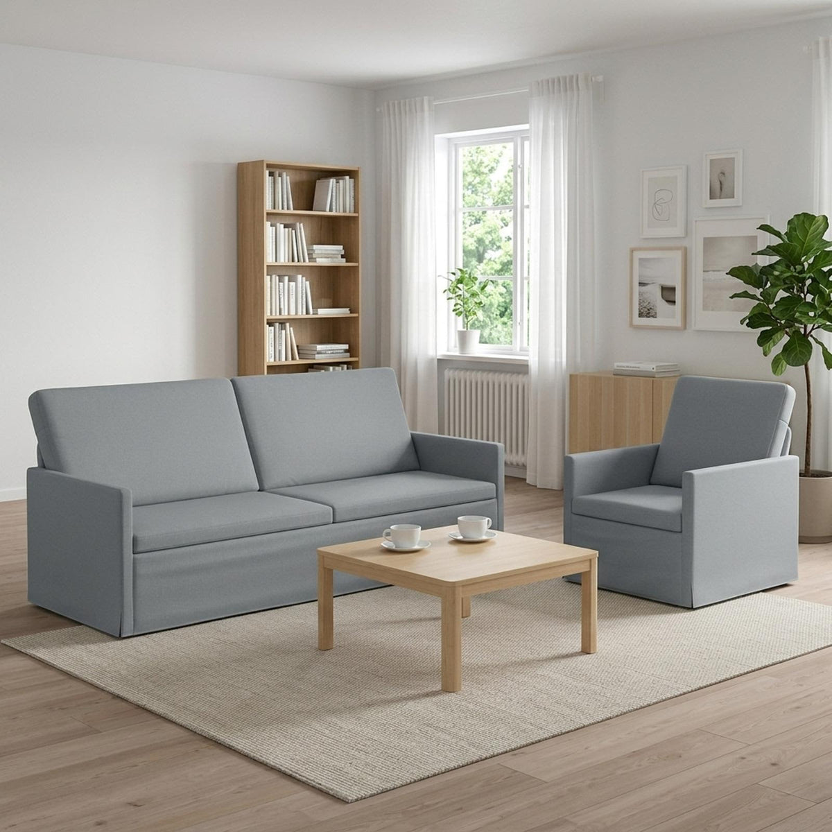 Bankstel 2 pcs Lichtgrijs Stof is nu te koop bij PeponiXL, paradijselijk wonen!