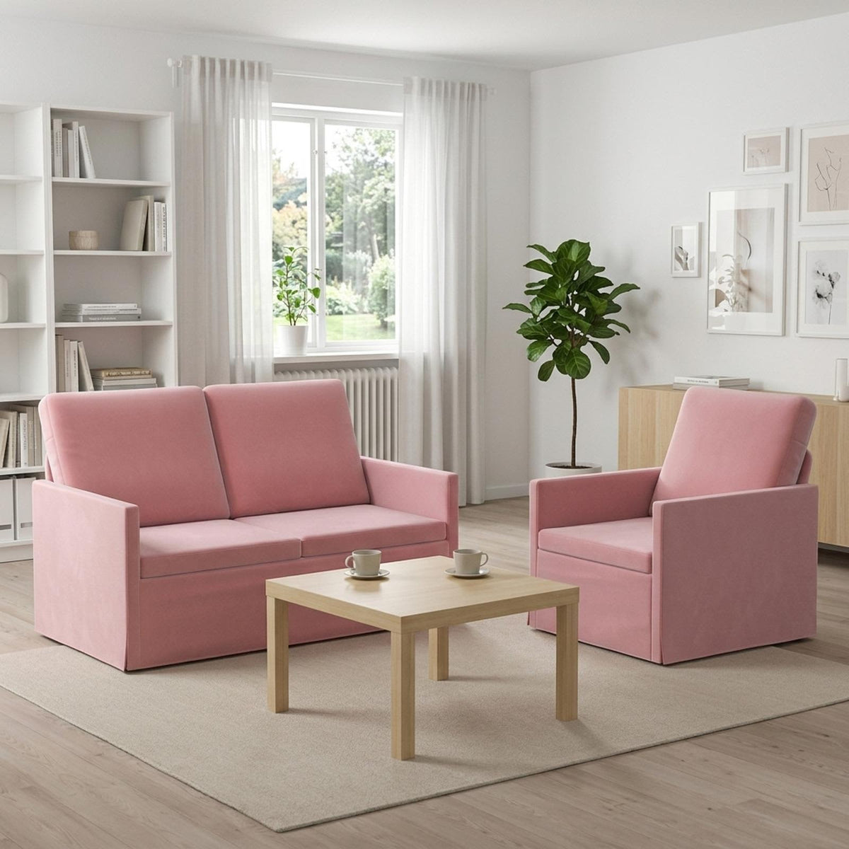 Bankstel 2 pcs Roze fluweel is nu te koop bij PeponiXL, paradijselijk wonen!