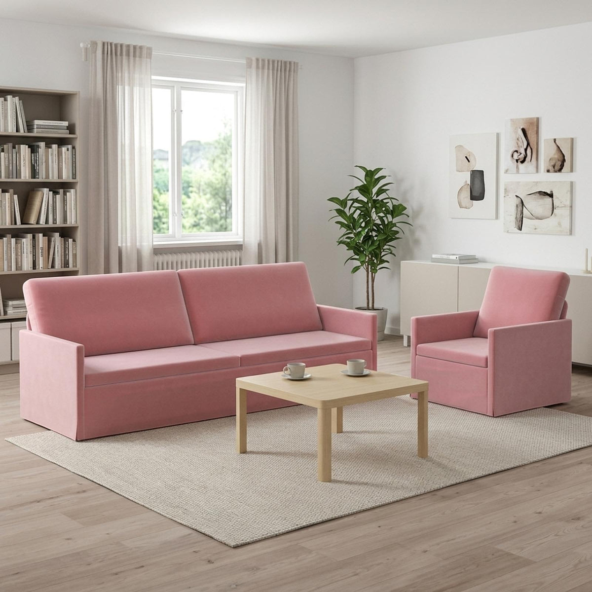 vidaXL Bankstel 2 pcs Roze fluweel