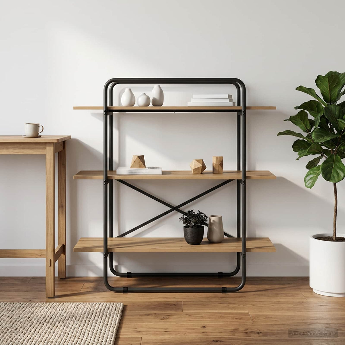 Boekenrek 3-laags 100 x 35 x 105 cm PB Artisanaal eiken is nu te koop bij PeponiXL, paradijselijk wonen!