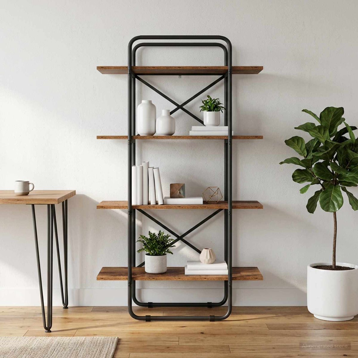 Boekenrek 4-laags 80 x 35 x 140 cm PB Eikenhout is nu te koop bij PeponiXL, paradijselijk wonen!