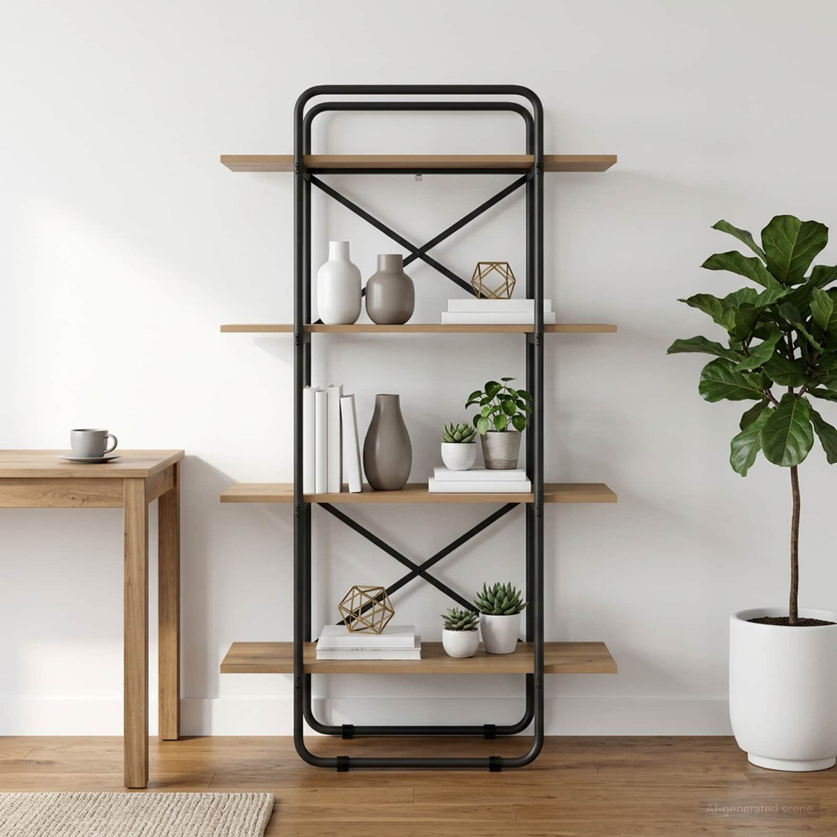 Boekenrek 4-laags 60 x 35 x 140 cm PB Artisanaal eiken is nu te koop bij PeponiXL, paradijselijk wonen!