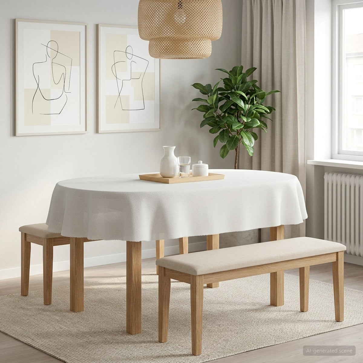 vidaXL Tafelkleed 5 st Ovaal Wit 130 x 220 cm