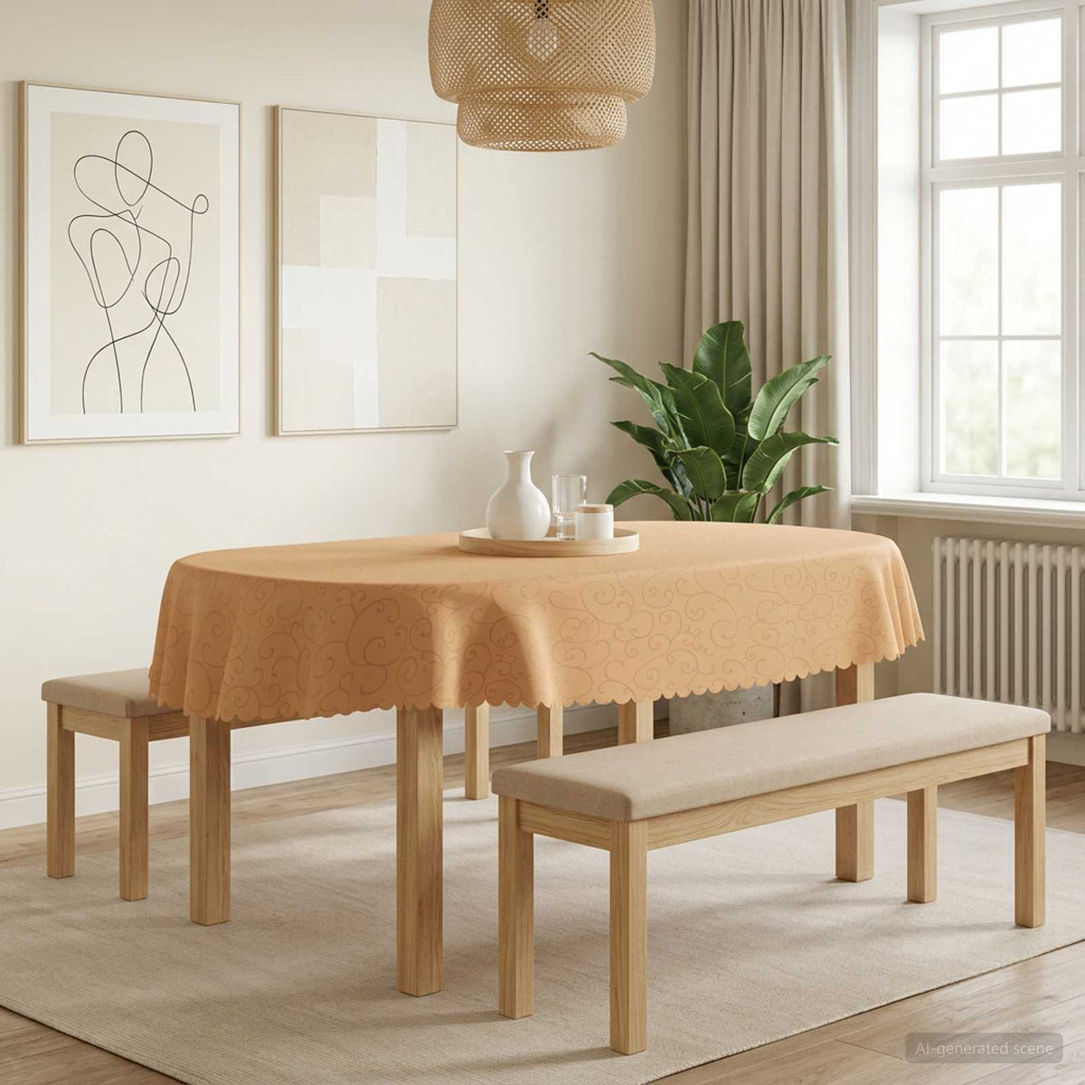 vidaXL Tafelkleed 5 st Ovaal Beige 160 x 220 cm