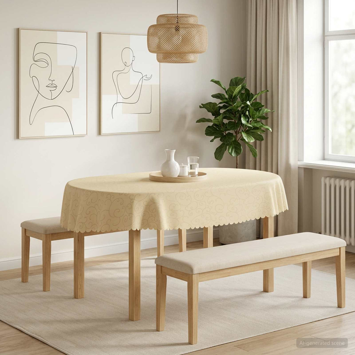 vidaXL Tafelkleed 5 st Ovaal Crèmewit 160 x 220 cm