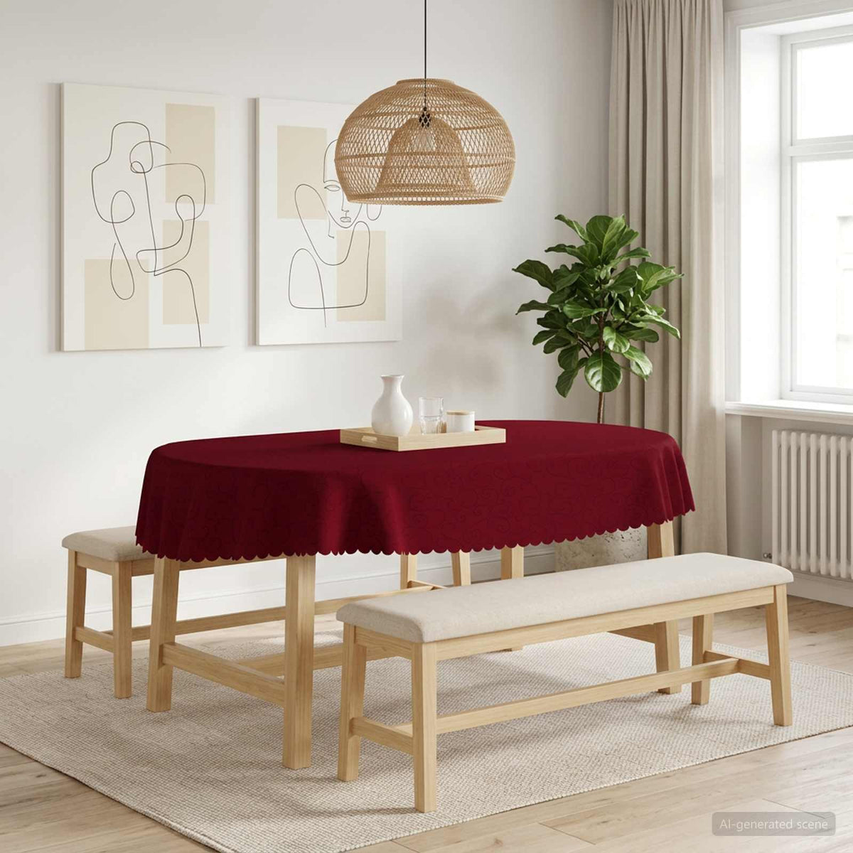 Tafelkleed Ovaal Wijnrood 160 x 220 cm is nu te koop bij PeponiXL, paradijselijk wonen!