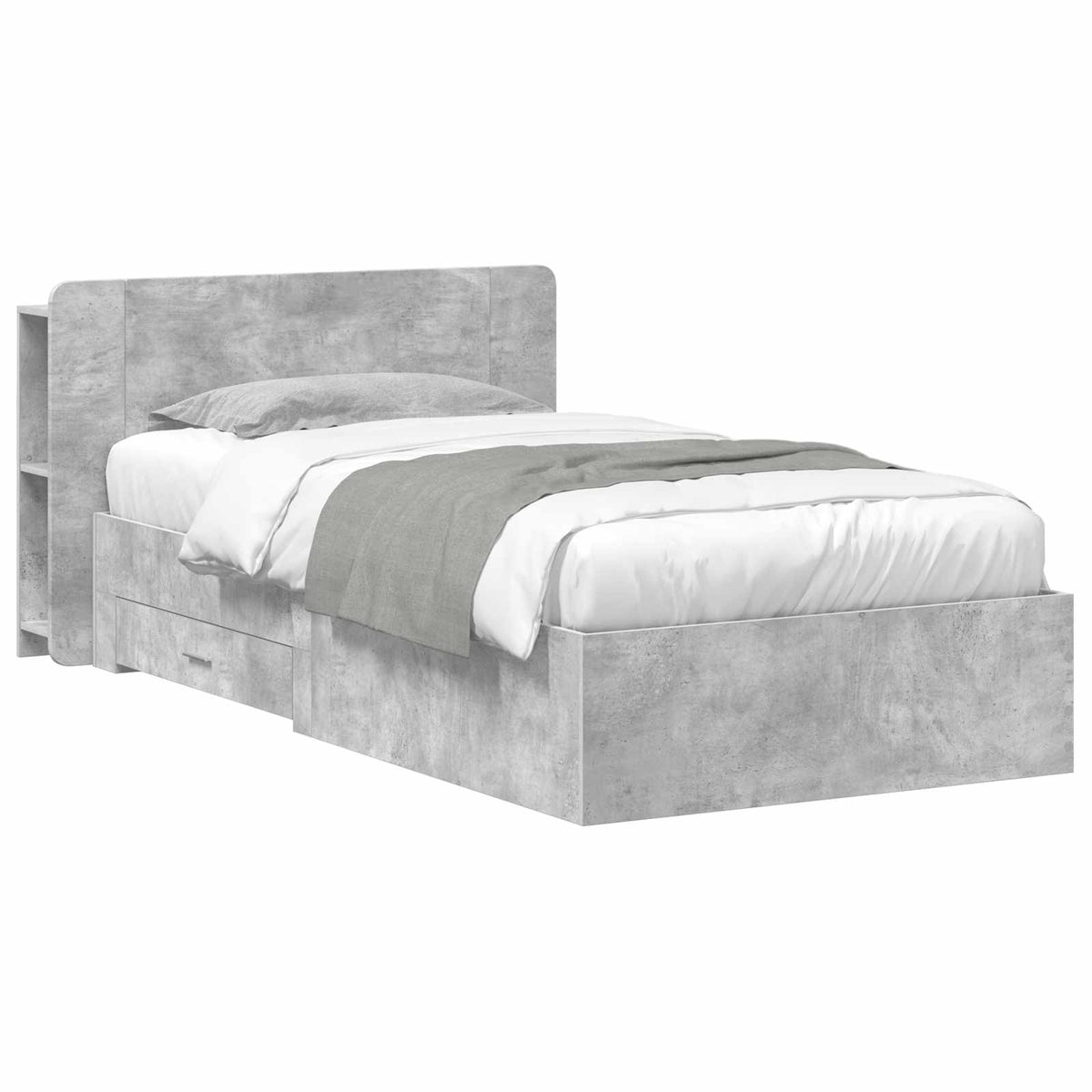 Bedframe met opslag Betongrijs 80 x 200 cm Bewerkt hout is nu te koop bij PeponiXL, paradijselijk wonen!