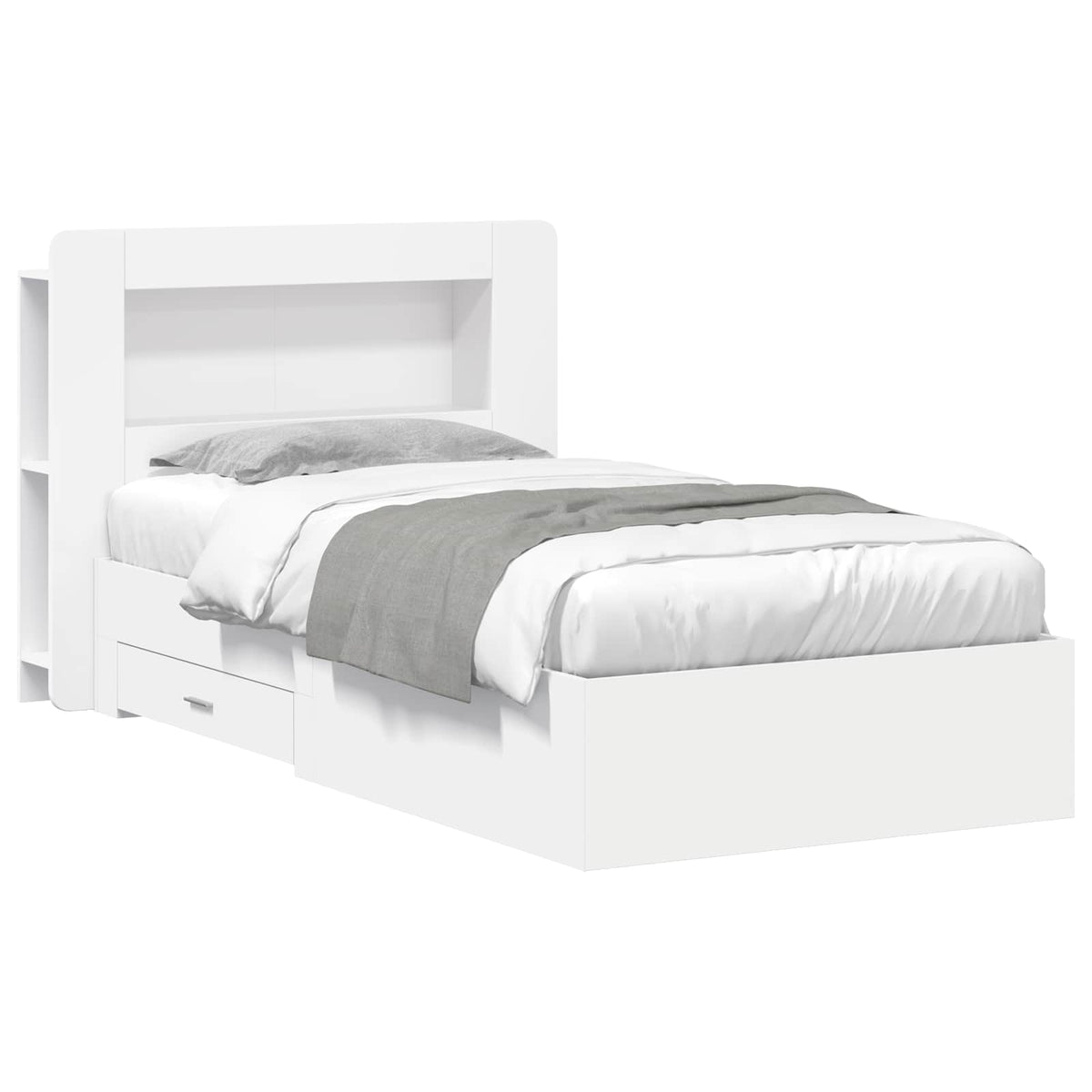 Bedframe met opslag met hoofdeinde Wit 80 x 200 cm Bewerkt hout is nu te koop bij PeponiXL, paradijselijk wonen!