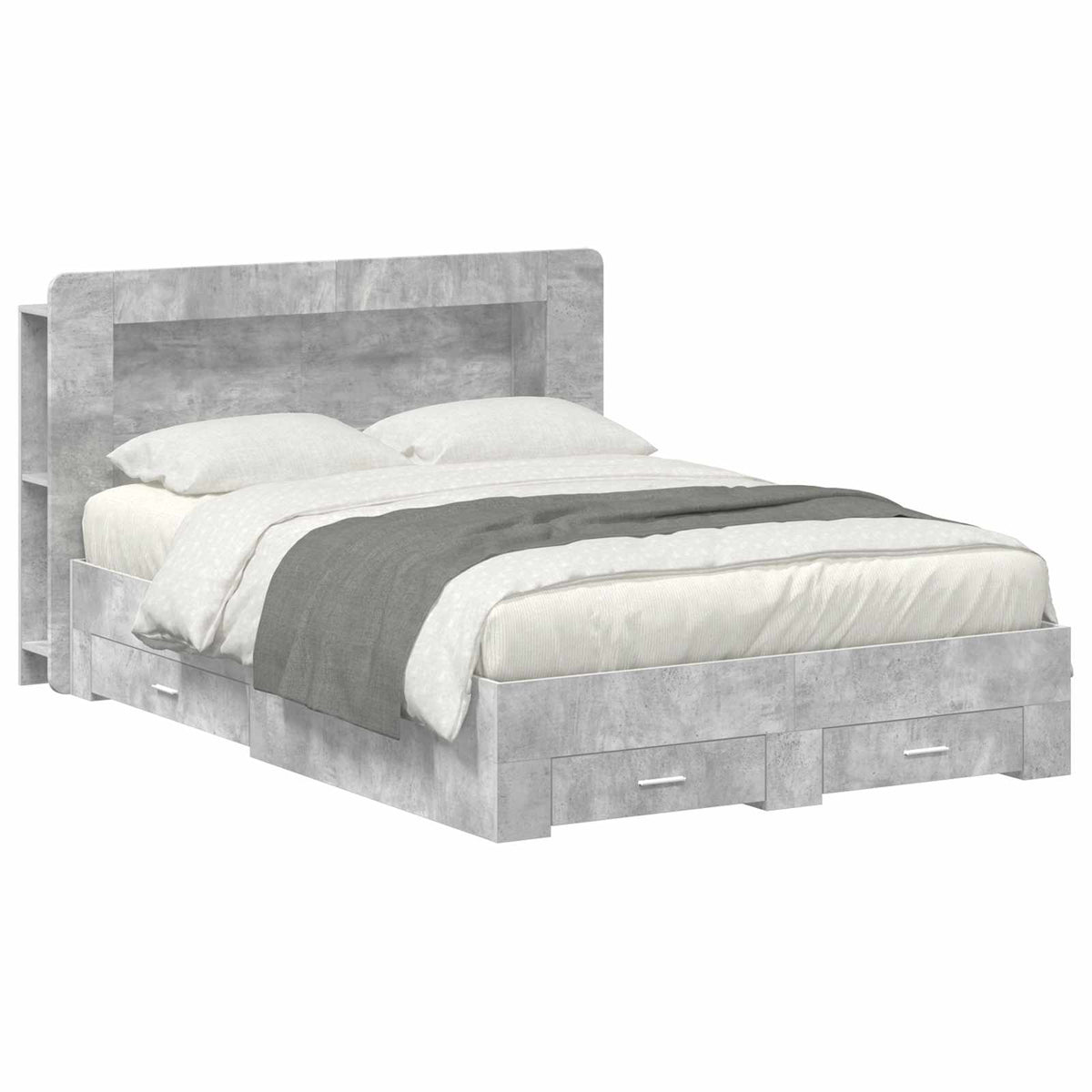Bedframe met opslag Betongrijs 150 x 200 cm Bewerkt hout is nu te koop bij PeponiXL, paradijselijk wonen!
