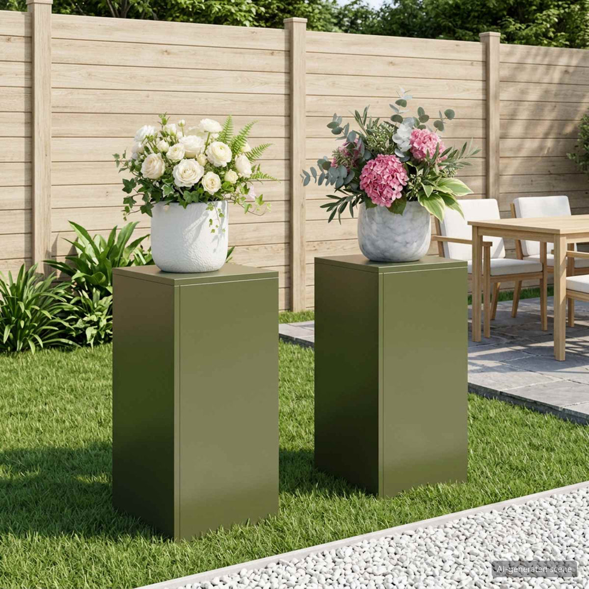 Plantenstandaard 2 pcs Olijfgroen 30 x 30 x 60 cm Staal is nu te koop bij PeponiXL, paradijselijk wonen!