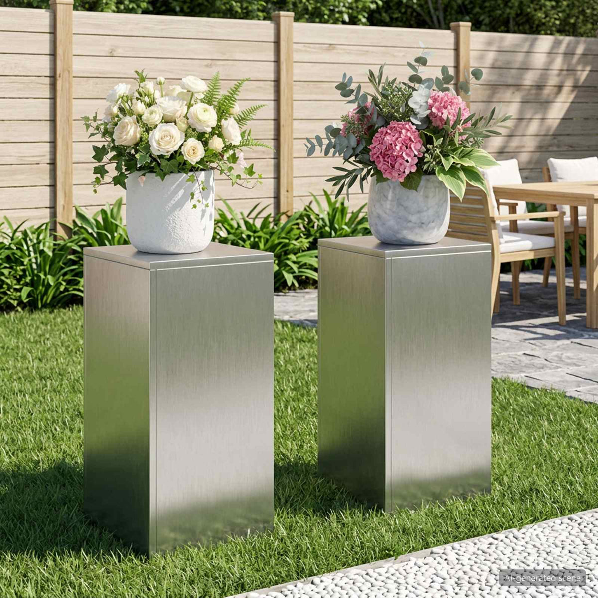 Plantenstandaard 2 pcs zilver 30 x 30 x 60 cm Staal is nu te koop bij PeponiXL, paradijselijk wonen!