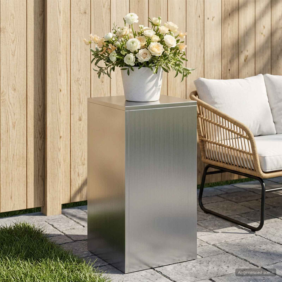 Plantenstandaard zilver 30 x 30 x 60 cm Staal is nu te koop bij PeponiXL, paradijselijk wonen!