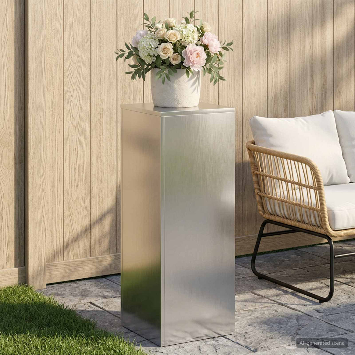 Plantenstandaard zilver 30 x 30 x 80 cm Staal is nu te koop bij PeponiXL, paradijselijk wonen!