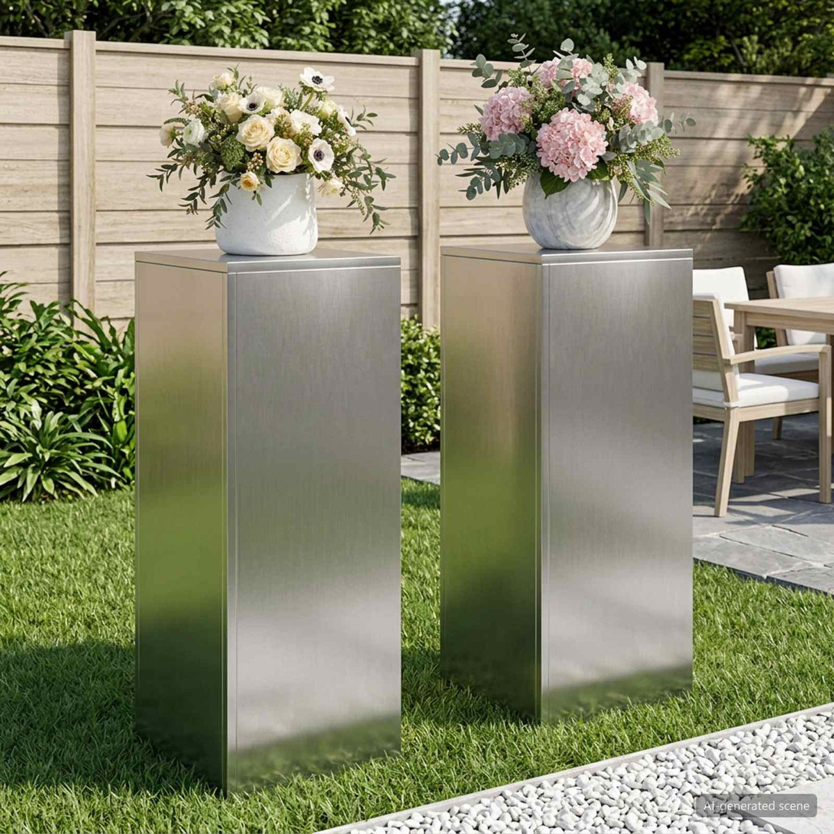 Plantenstandaard 2 pcs zilver 30 x 30 x 80 cm Roestvrij staal is nu te koop bij PeponiXL, paradijselijk wonen!