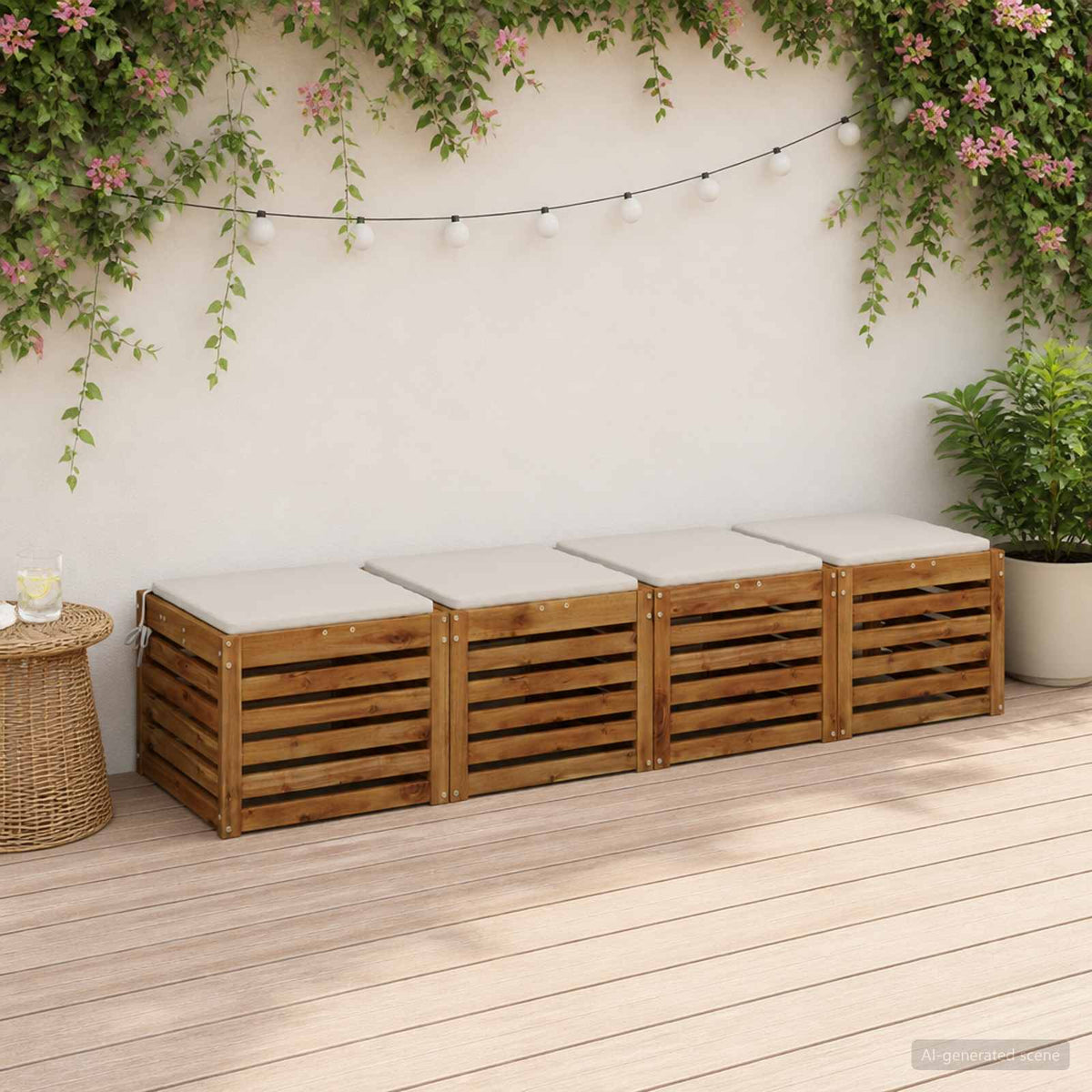 vidaXL 4-Piece Zitkussens SOEST 4 st 100% Polyester Wit 40 x 40 x 3 cm
