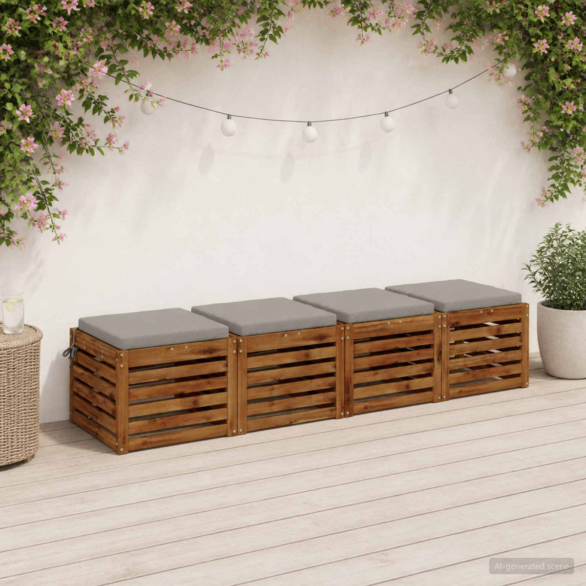 4-Piece Zitkussens SOEST 4 st 100% Polyester Grijs is nu te koop bij PeponiXL, paradijselijk wonen!