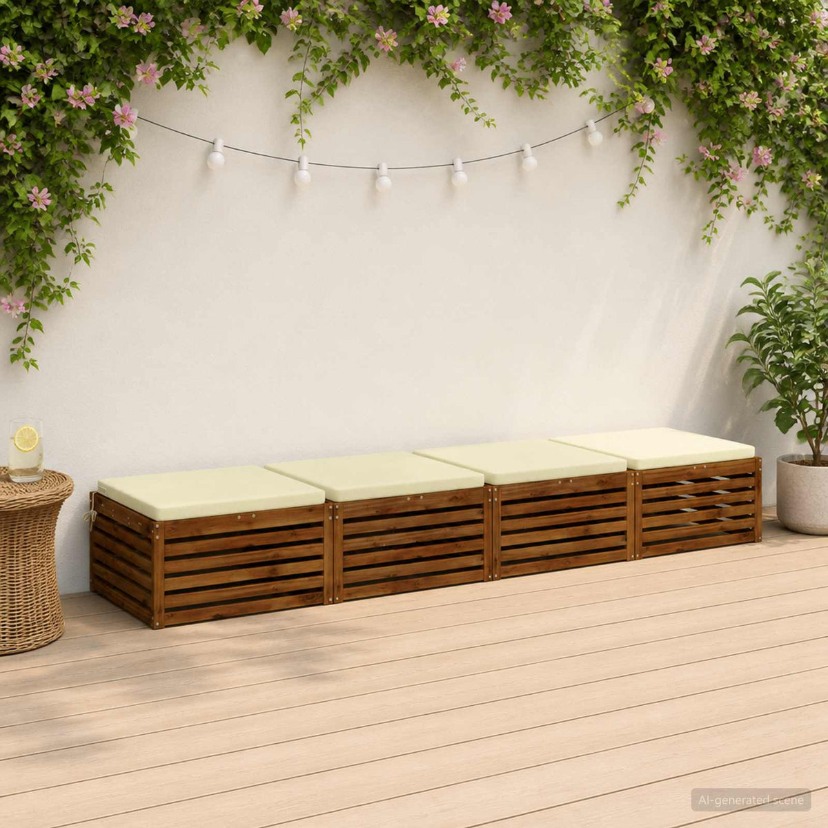 vidaXL 4-Piece Zitkussens SOEST 4 st 100% Polyester Crèmekleurig