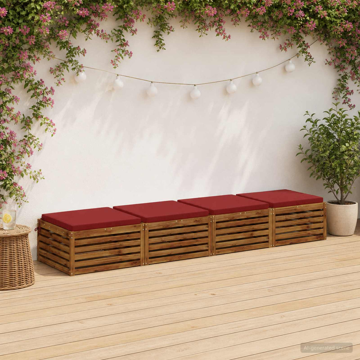 vidaXL 4-Piece Zitkussens SOEST 4 st 100% Polyester Wijnrood