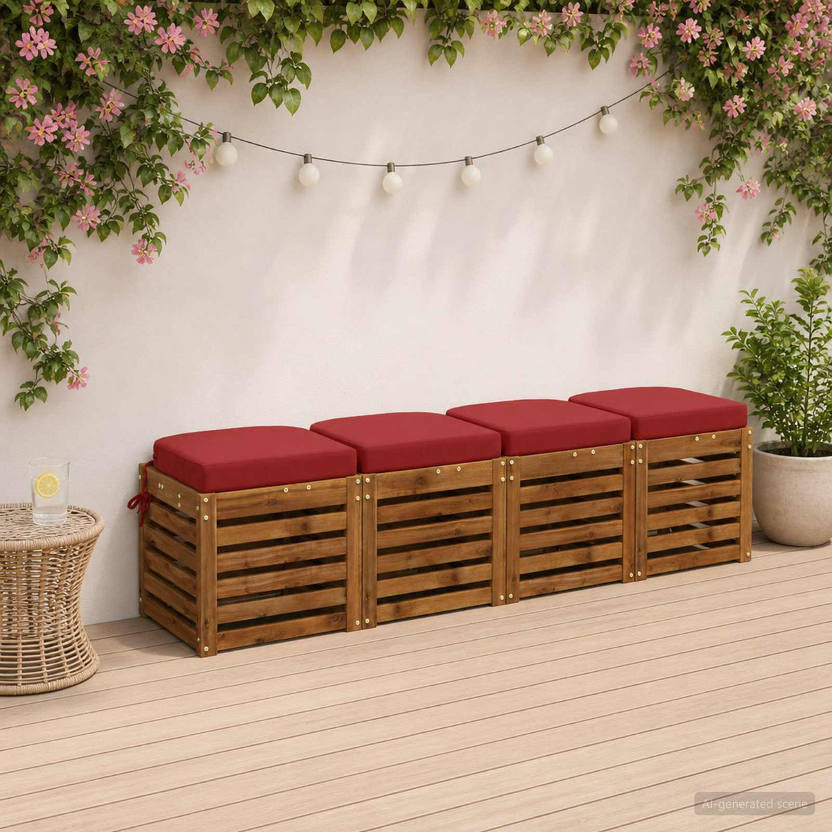 4-delige Zitkussens SOEST 4 pcs 100% Polyester Wijnrood is nu te koop bij PeponiXL, paradijselijk wonen!