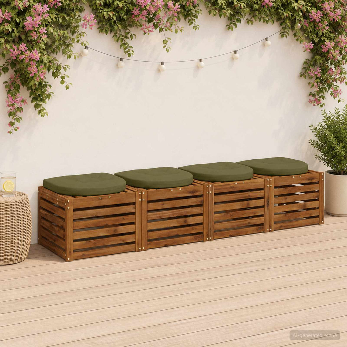 4-Piece Zitkussens 4 st 100% Polyester Olijfgroen is nu te koop bij PeponiXL, paradijselijk wonen!