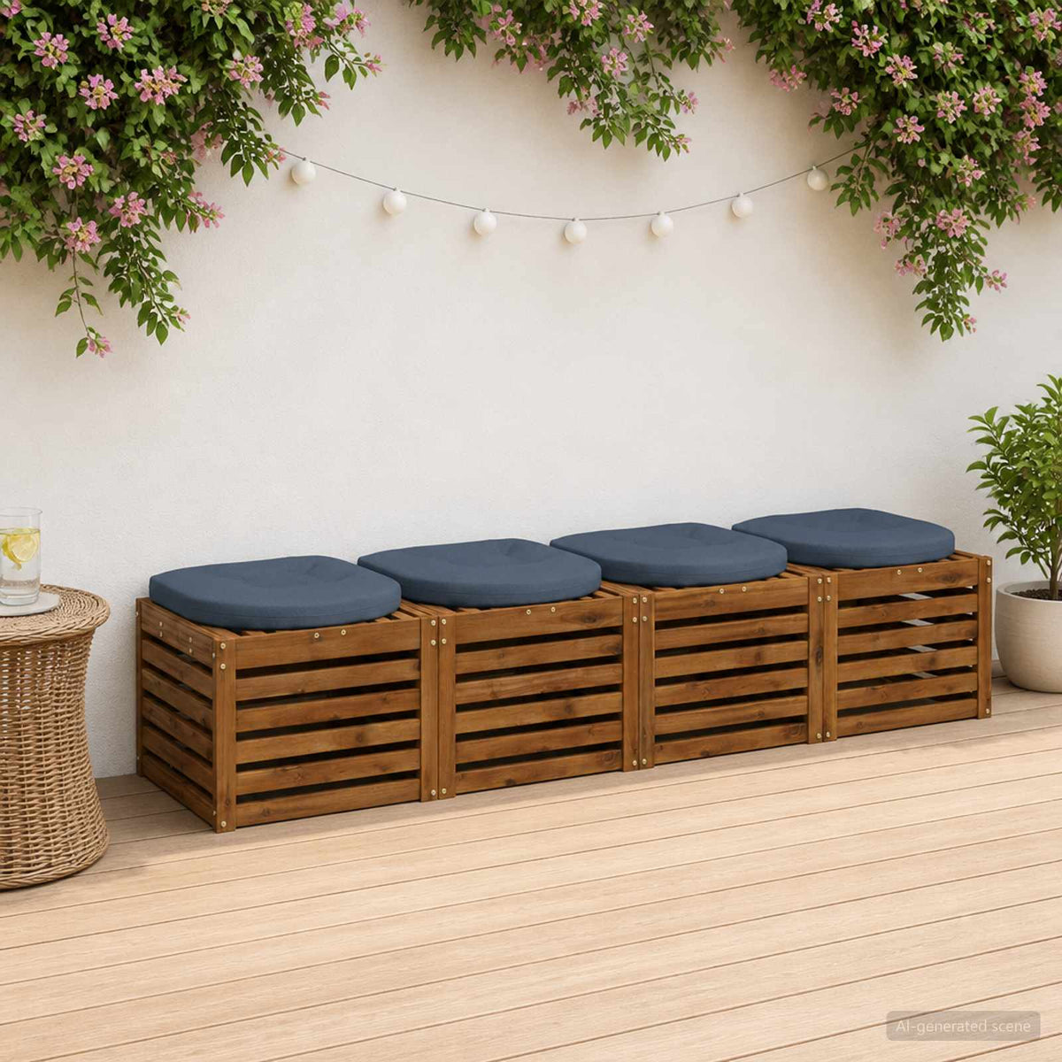 4-Piece Zitkussens 4 st 100% Polyester Blauw 40 x 40 x 5 cm is nu te koop bij PeponiXL, paradijselijk wonen!