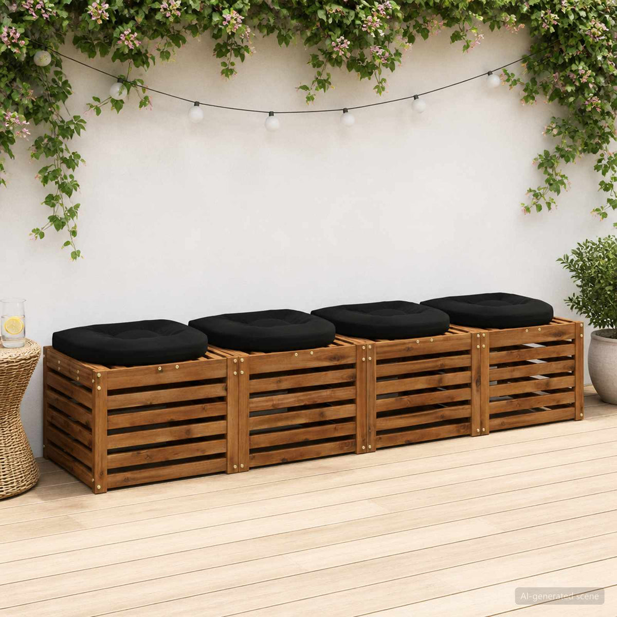 4-Piece Zitkussens 4 st 100% Polyester Zwart 45 x 45 x 5 cm is nu te koop bij PeponiXL, paradijselijk wonen!