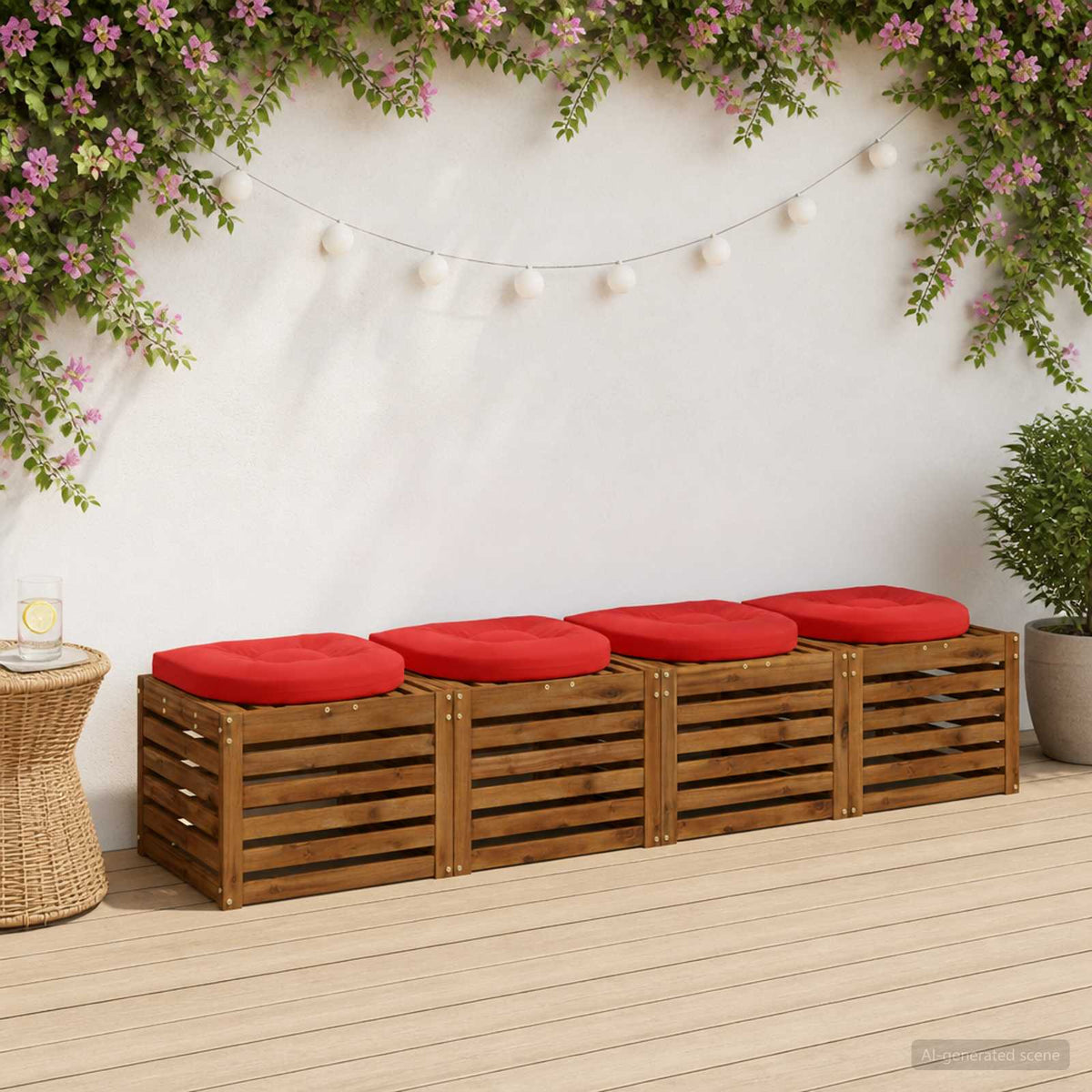 4-Piece Zitkussens 4 st 100% Polyester Rood 45 x 45 x 5 cm is nu te koop bij PeponiXL, paradijselijk wonen!