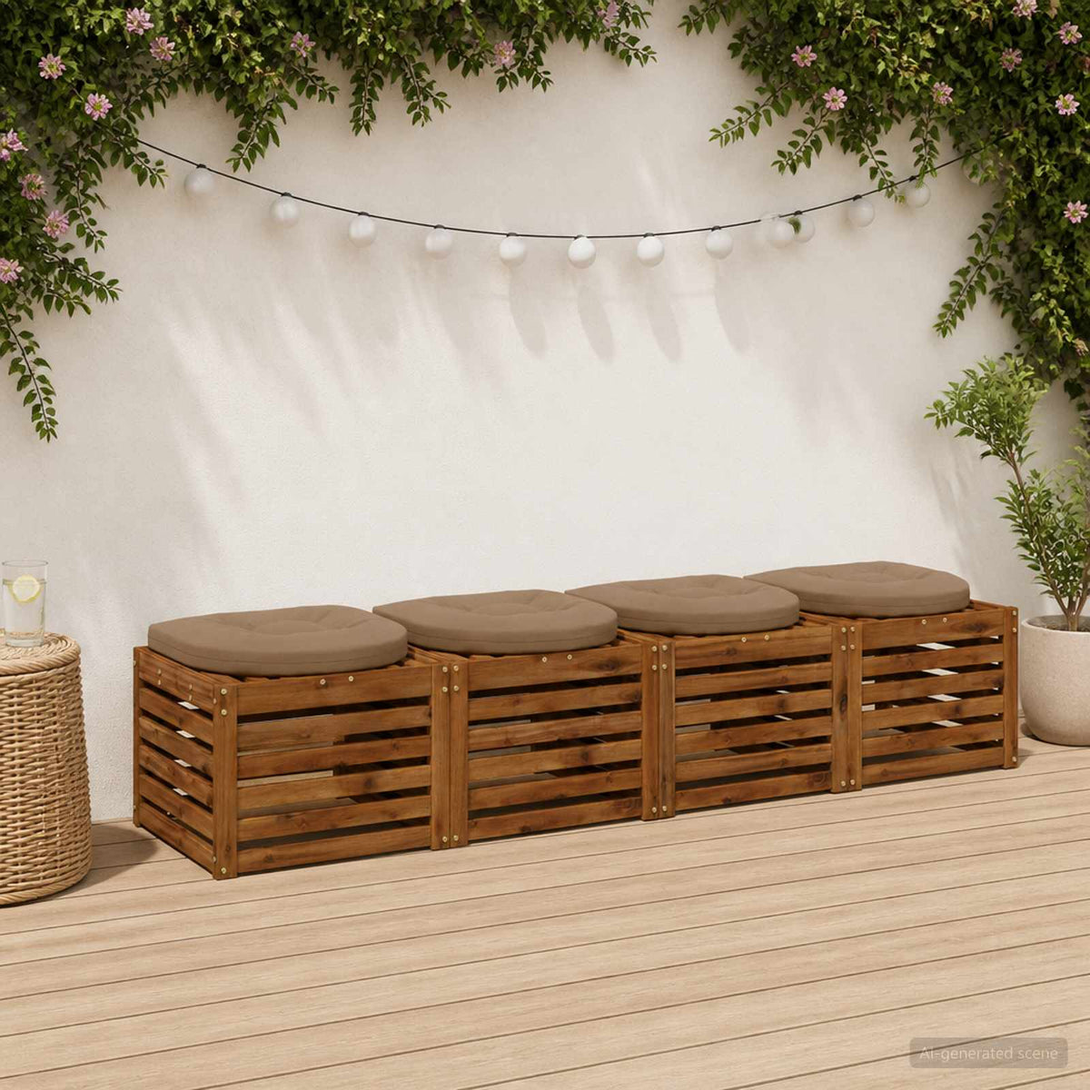4-Piece Zitkussens 4 st 100% Polyester Taupe 45 x 45 x 5 cm is nu te koop bij PeponiXL, paradijselijk wonen!