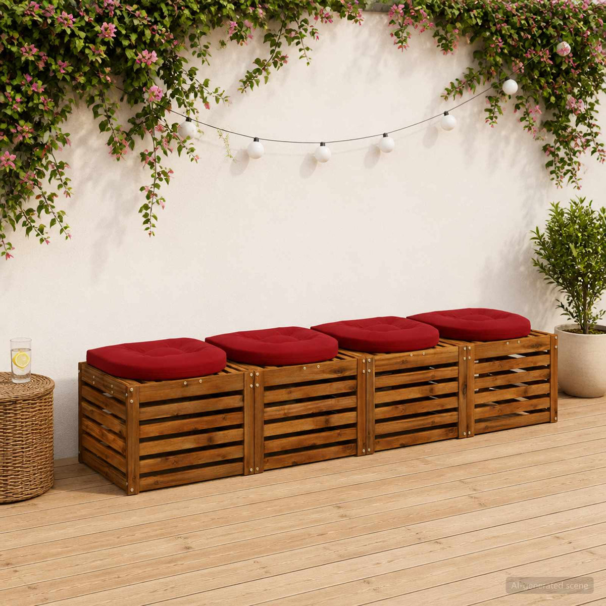 4-Piece Zitkussens 4 st 100% Polyester Wijnrood 40 x 40 x 5 cm is nu te koop bij PeponiXL, paradijselijk wonen!