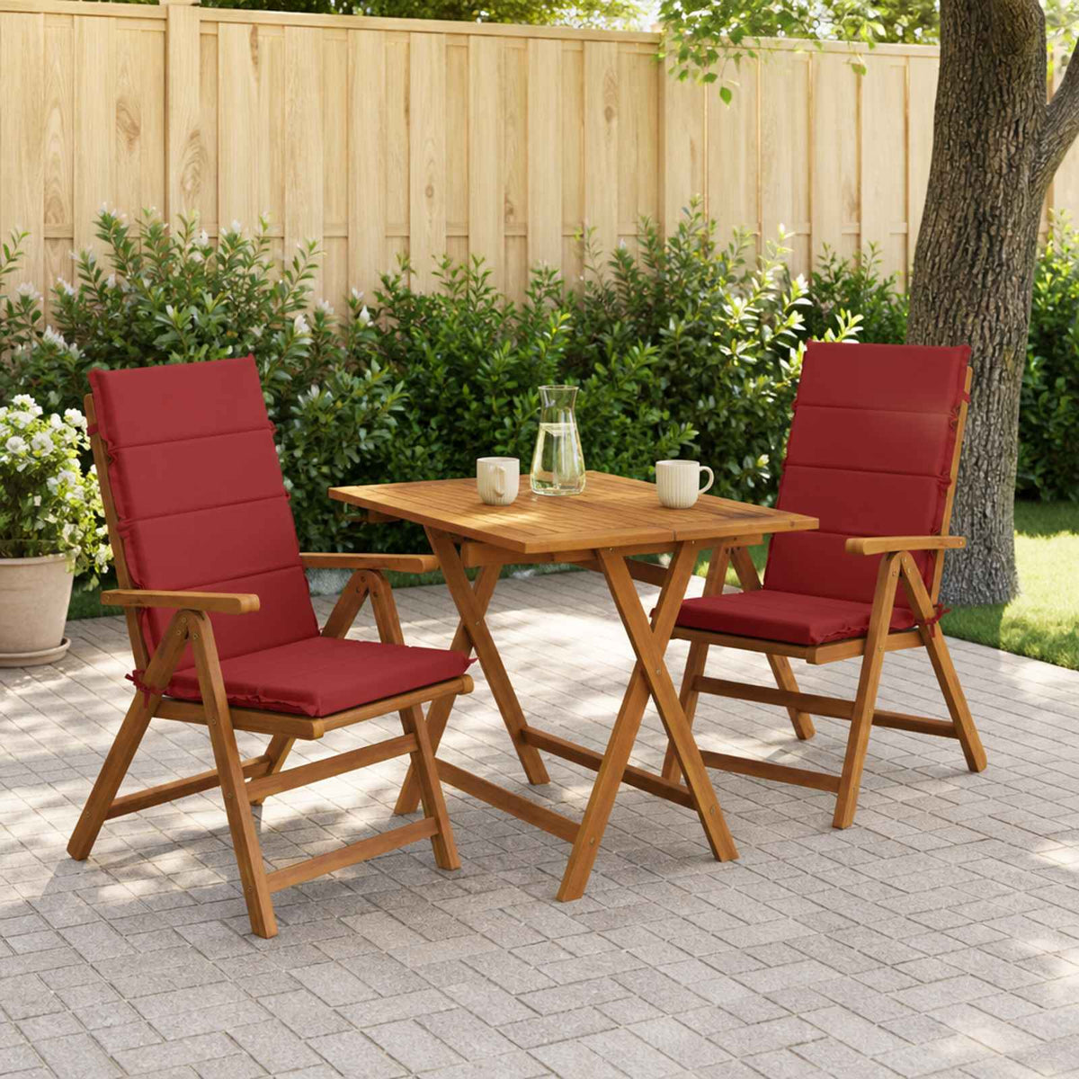 vidaXL 2-Delige Hoog Rug Bhair Kussens GEMERT 100% Polyester Wijnrood