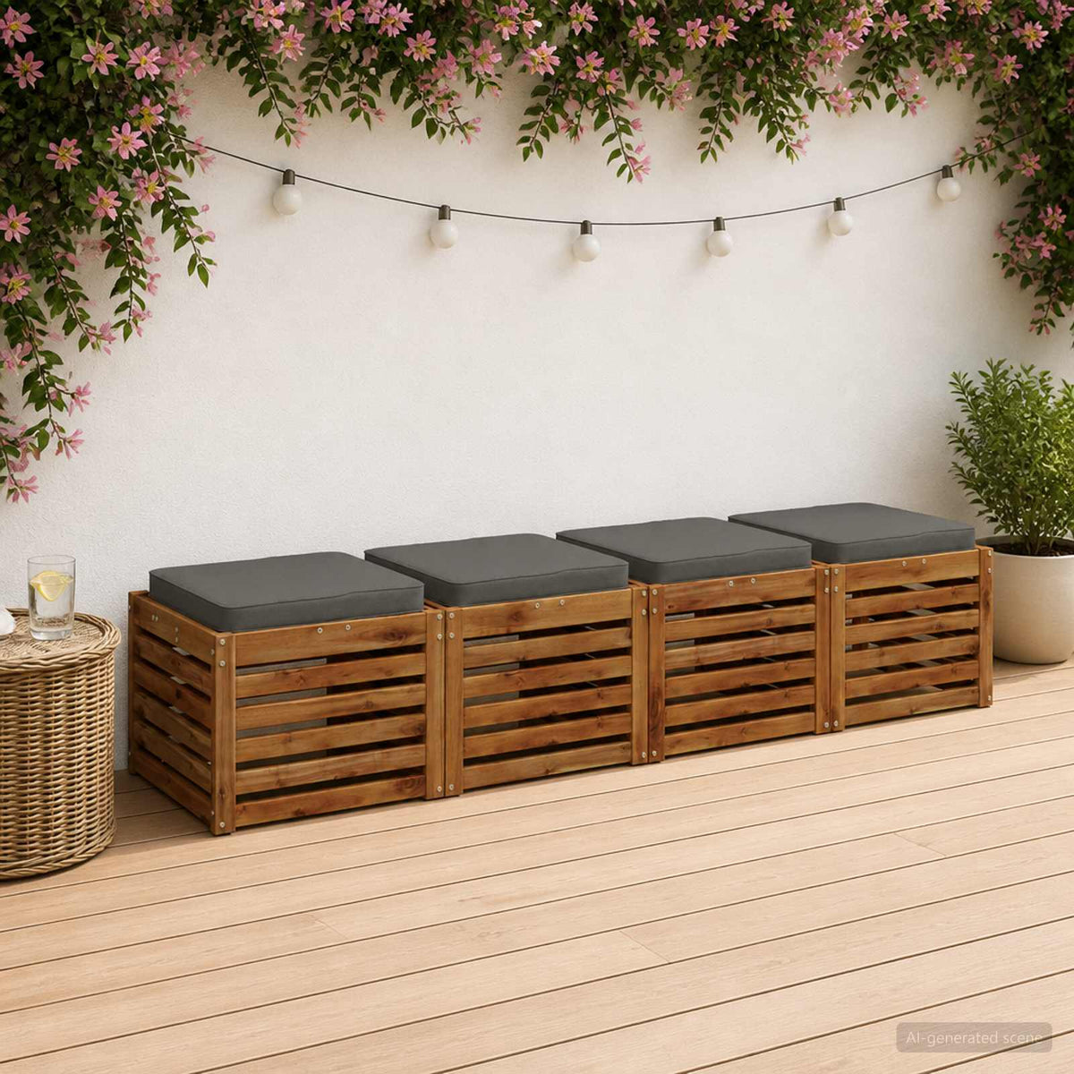 4-Piece Zitkussens VUGHT 4 pcs 100% Polyester Grijs is nu te koop bij PeponiXL, paradijselijk wonen!