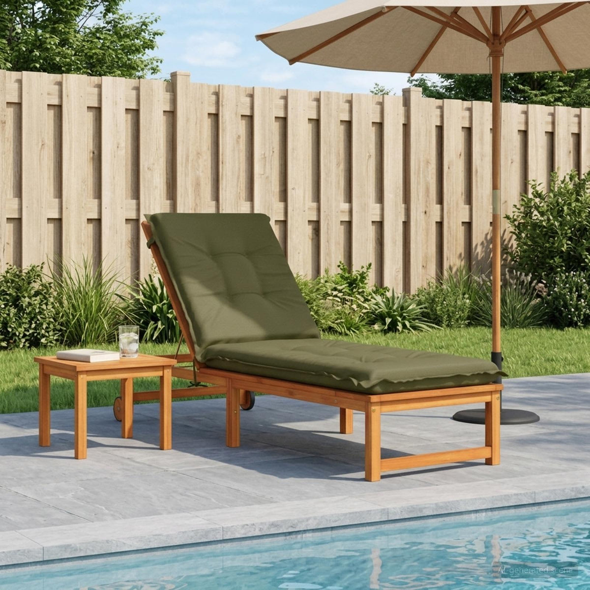 Ligstoel Kussen GEMERT 100% Polyester Olijfgroen is nu te koop bij PeponiXL, paradijselijk wonen!