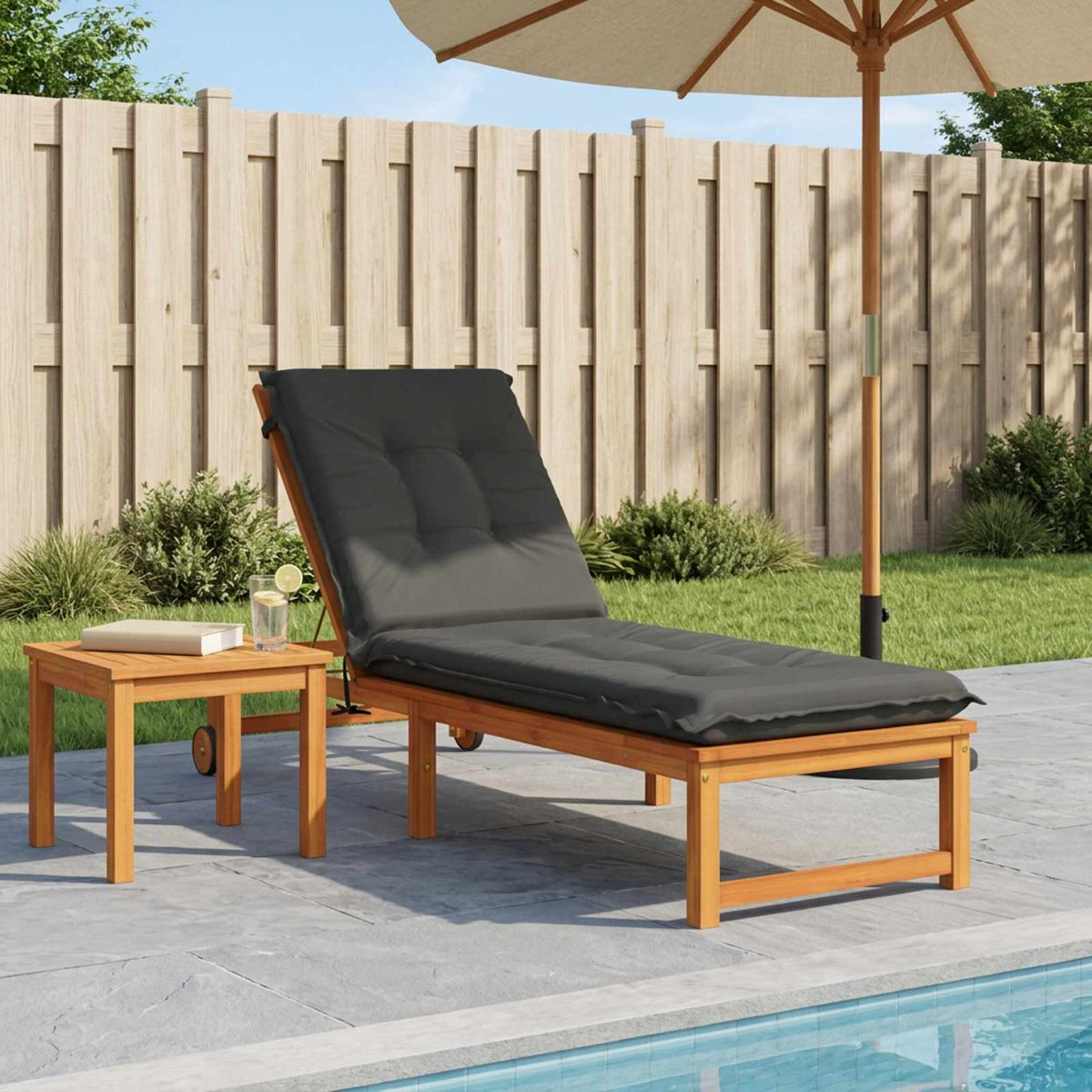 Ligstoel Kussen GEMERT 100% Polyester Antraciet 190 x 50 x 9 cm is nu te koop bij PeponiXL, paradijselijk wonen!