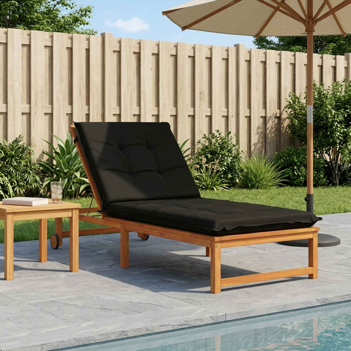 Ligstoel Kussen GEMERT 100% Polyester Zwart 190 x 90 x 9 cm is nu te koop bij PeponiXL, paradijselijk wonen!